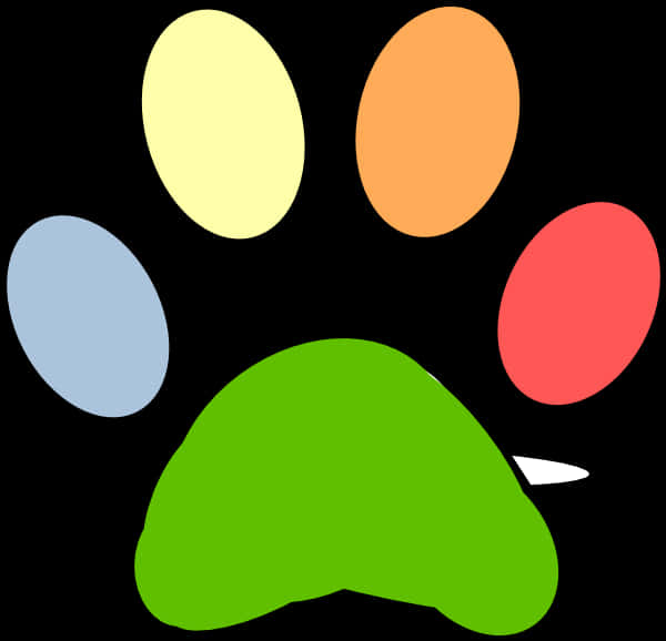 Colorful Cartoon Paw Print PNG image
