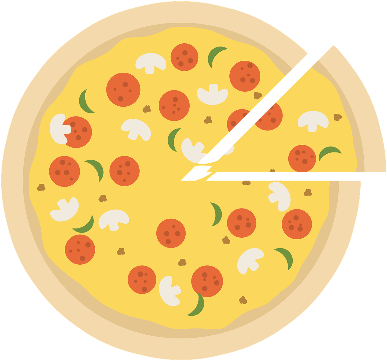 Colorful Cartoon Pizza Clipart PNG image