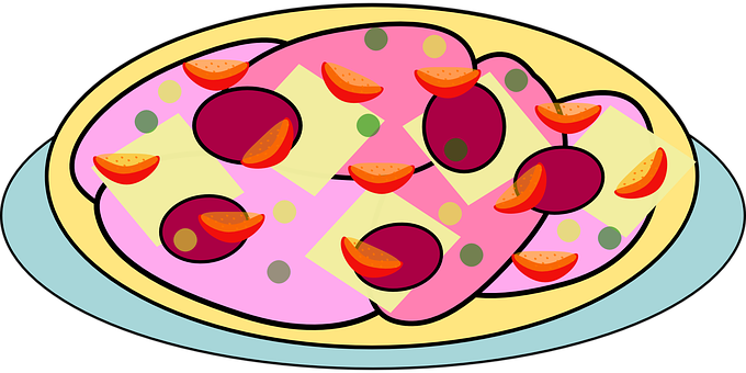 Colorful Cartoon Pizza Illustration PNG image