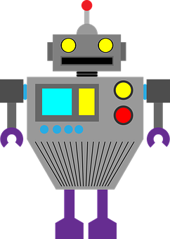 Colorful Cartoon Robot Illustration PNG image