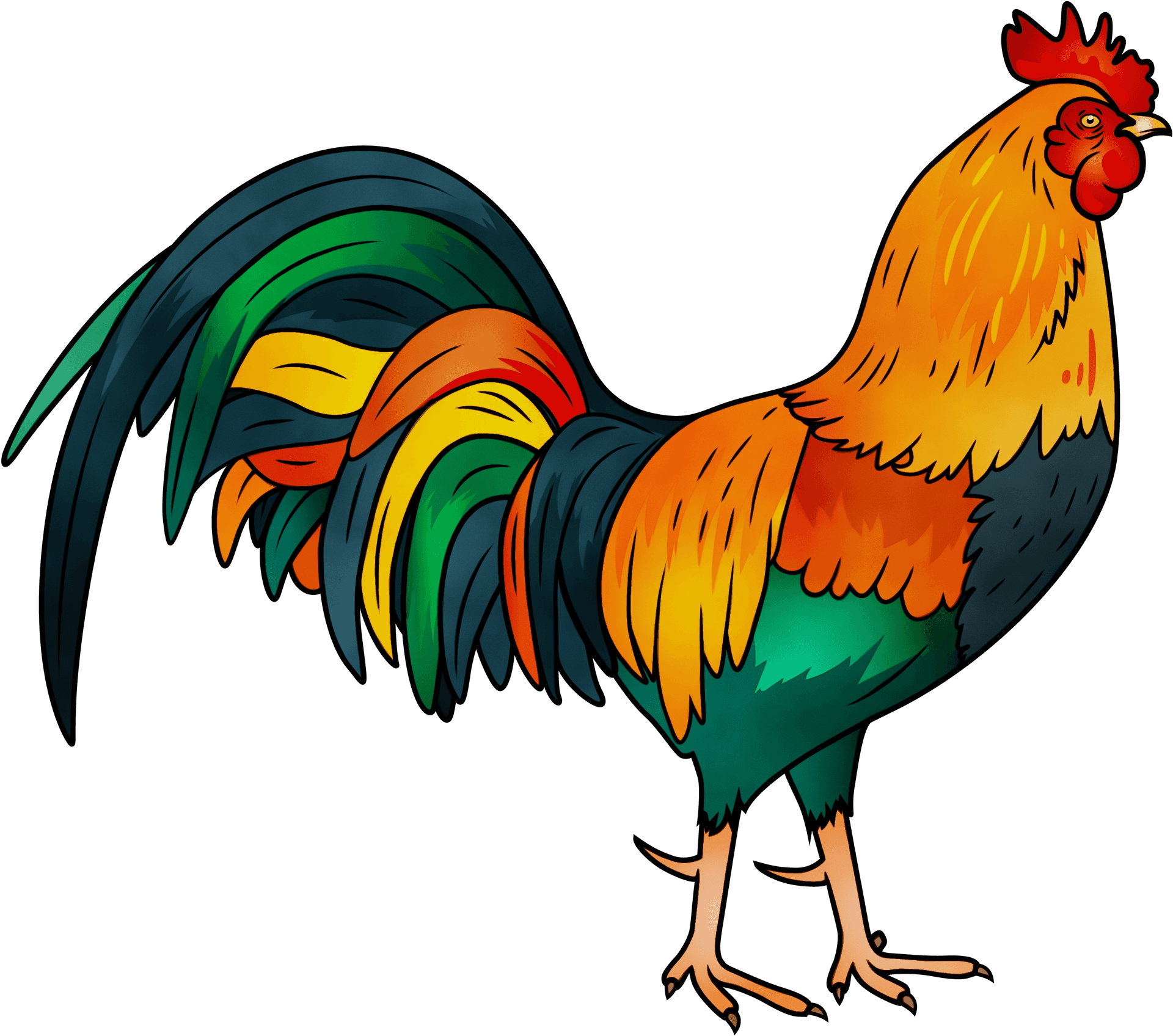 Colorful Cartoon Rooster Illustration PNG image