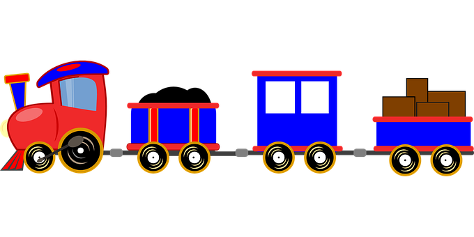 Colorful Cartoon Train Illustration PNG image