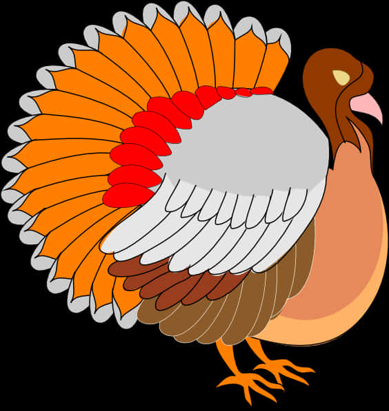 Colorful Cartoon Turkey Illustration PNG image