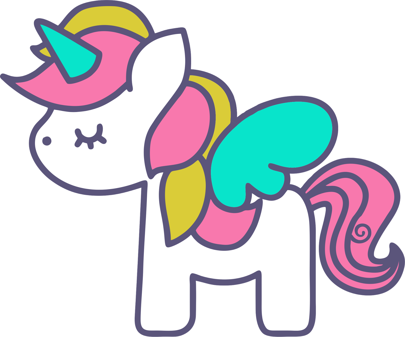 Colorful Cartoon Unicorn Graphic PNG image