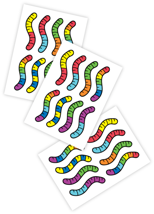 Colorful Cartoon Worms Playing Cards PNG image