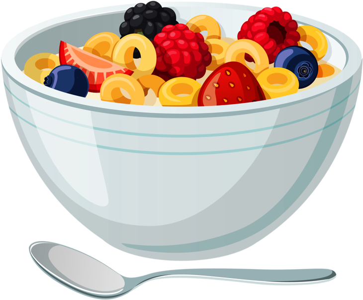 Colorful Cerealwith Fruitsand Spoon PNG image