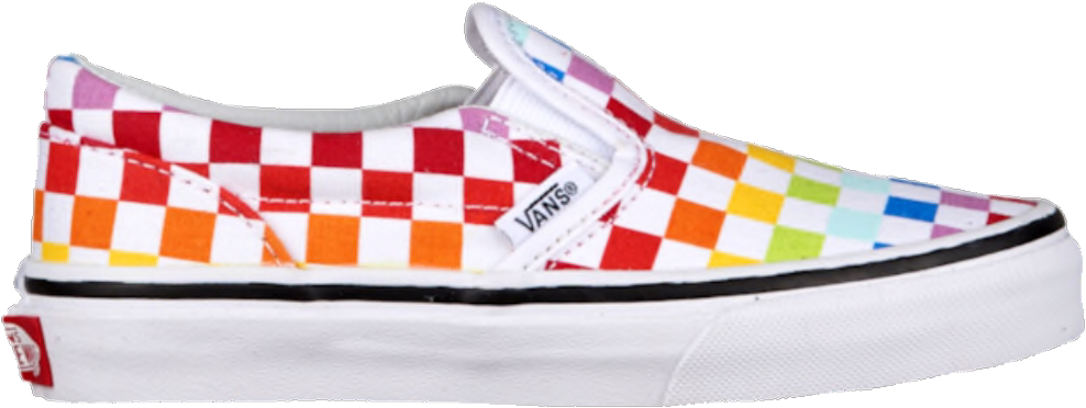 Colorful Checkerboard Vans Slip On PNG image