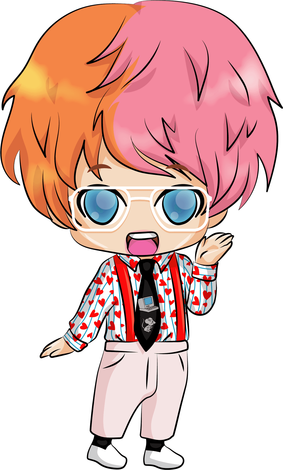 Colorful Chibi Characterwith Glasses PNG image