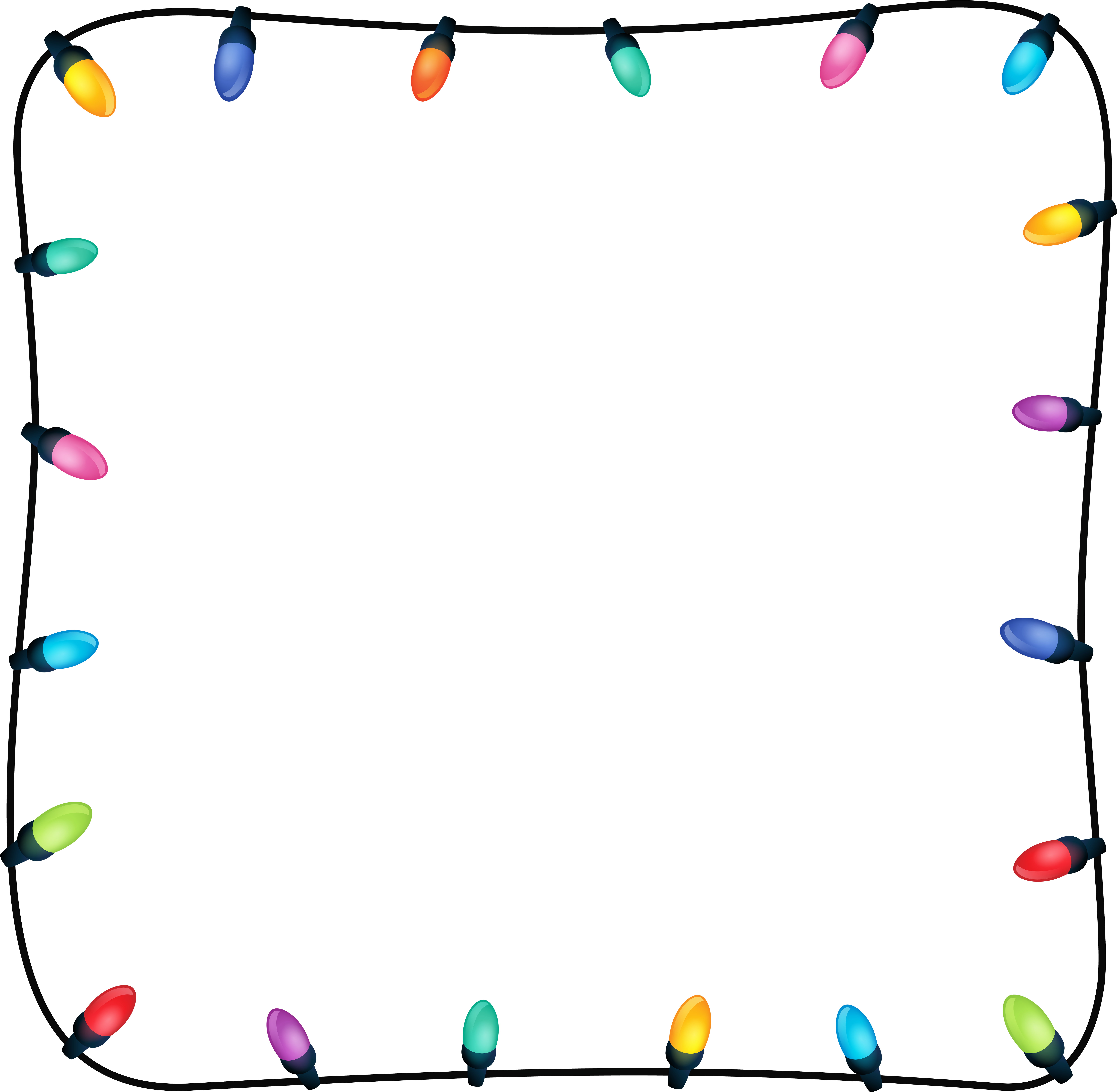 Colorful Christmas Lights Border Clipart PNG image