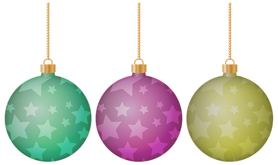 Colorful Christmas Ornamentswith Stars PNG image