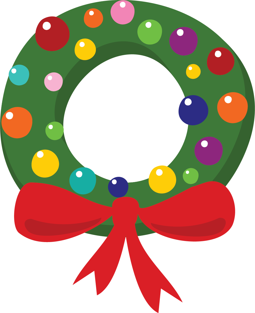 Colorful Christmas Wreath Illustration PNG image