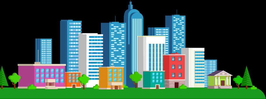 Colorful Cityscape Vector Illustration PNG image