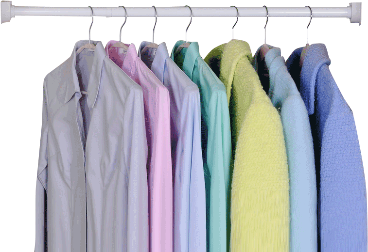 Colorful Clothingon Hangers PNG image
