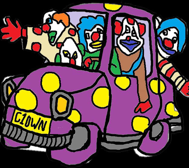 Colorful Clown Car Cartoon PNG image