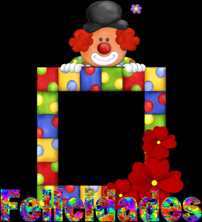 Colorful Clown Photo Frame Felicidades PNG image