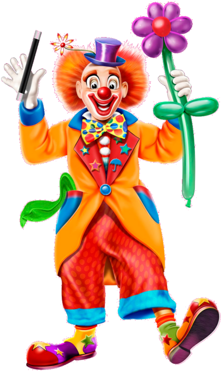 Colorful Clownwith Balloon Flowerand Magic Wand PNG image