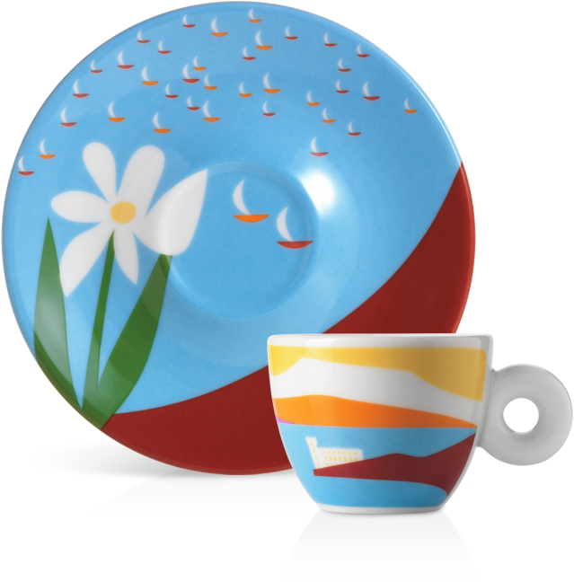 Colorful Coffee Cupand Saucer Design PNG image