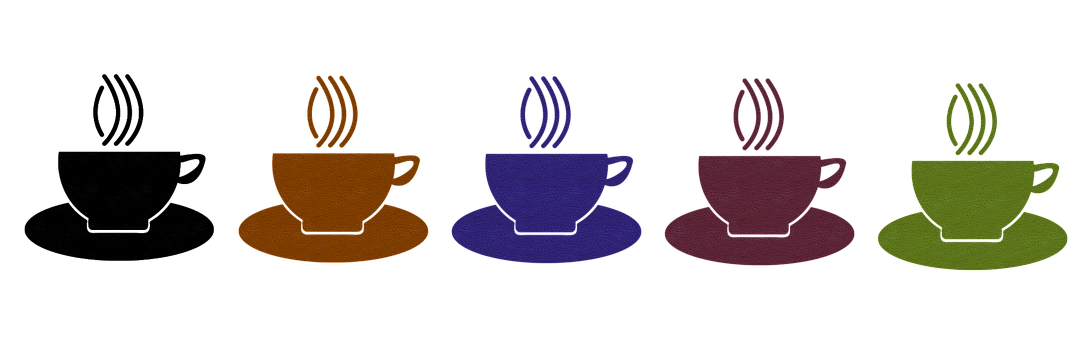 Colorful Coffee Cups Row PNG image