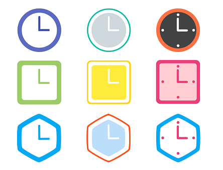 Colorful Collectionof Clocks PNG image