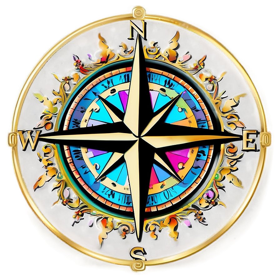 Colorful Compass Rose Illustration Png Kkm49 PNG image