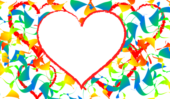 Colorful Confetti Heart Banner PNG image