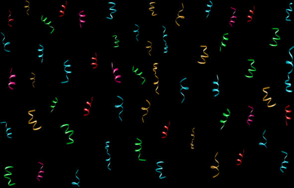 Colorful Confetti Streamerson Black Background PNG image