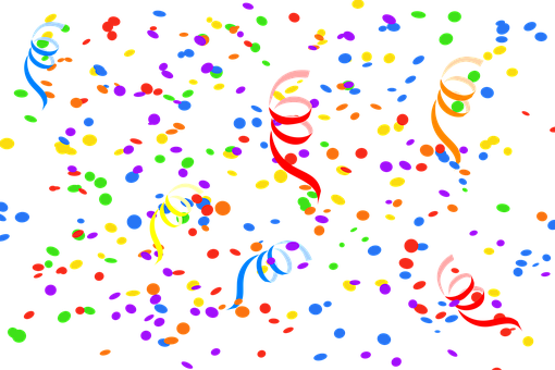 Colorful Confettiand Streamerson Black Background PNG image