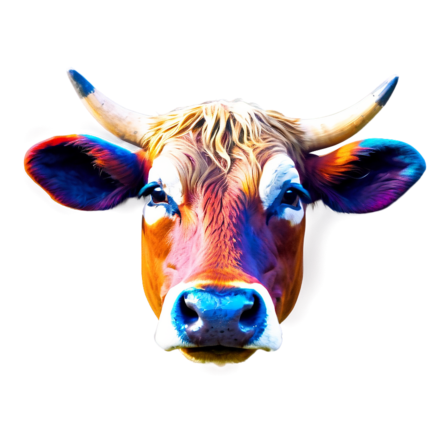 Colorful Cow Head Png 06212024 PNG image