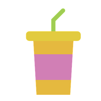 Colorful Cup With Straw Vector PNG image