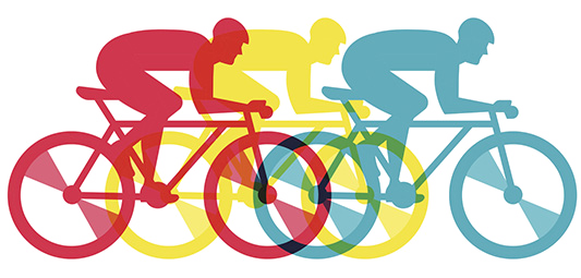 Colorful Cyclists Racing Graphic PNG image