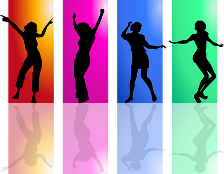 Colorful Dance Silhouettes PNG image