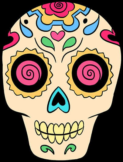 Colorful Decorated Skull Illustration PNG image