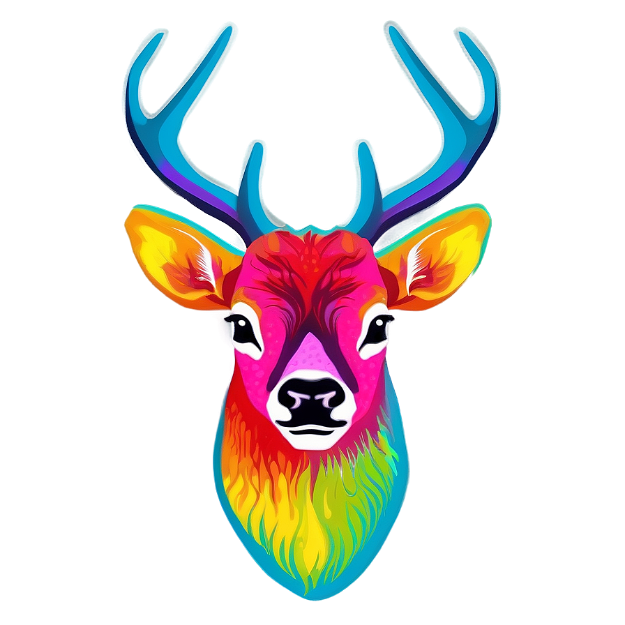 Colorful Deer Head Pop Art Png 06212024 PNG image