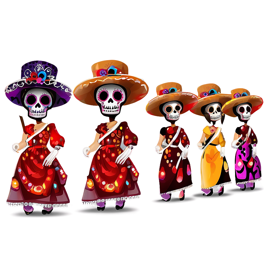 Colorful Dia De Los Muertos Procession Png 06112024 PNG image