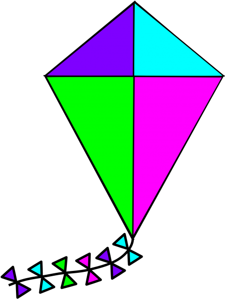 Colorful Diamond Kite With Tail PNG image