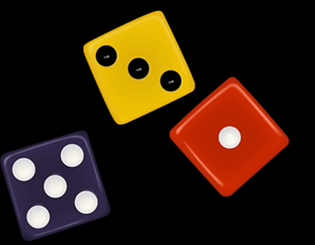 Colorful Dice Black Background PNG image