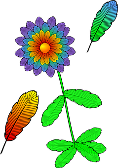 Colorful Digital Flower Art PNG image