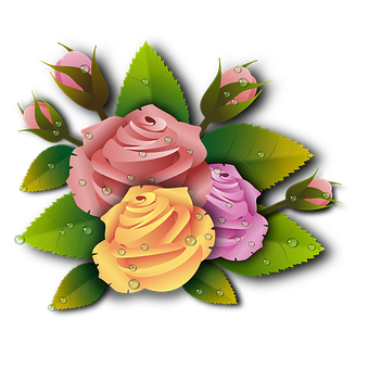 Colorful Digital Roses Vector PNG image