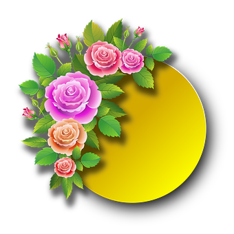 Colorful Digital Roseson Black Background PNG image