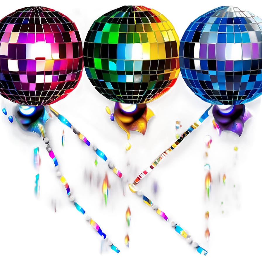 Colorful Disco Ballsand Lights PNG image