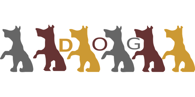 Colorful Dog Silhouettes Spelling Word PNG image