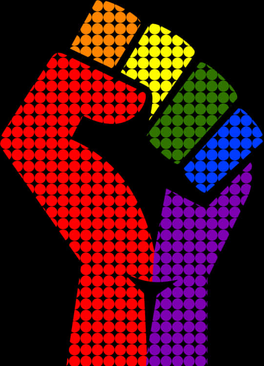 Colorful Dotted Fist Raised PNG image