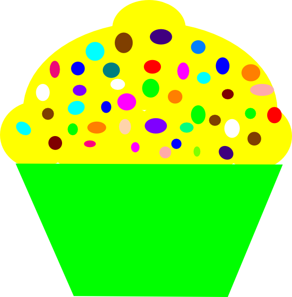 Colorful Dotted Yellow Cupcake Illustration PNG image