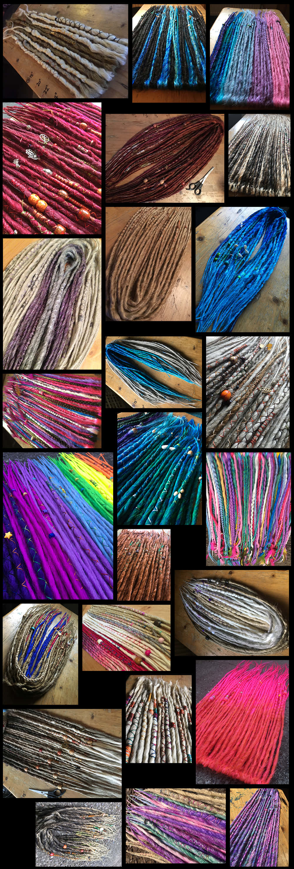 Colorful Dreadlocks Variety Collage PNG image