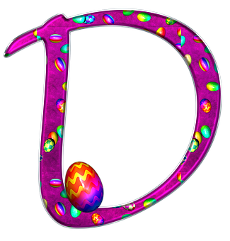 Colorful Easter Egg Letter D PNG image