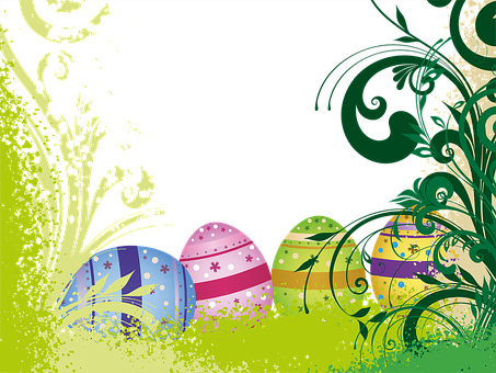 Colorful Easter Eggs Floral Background PNG image