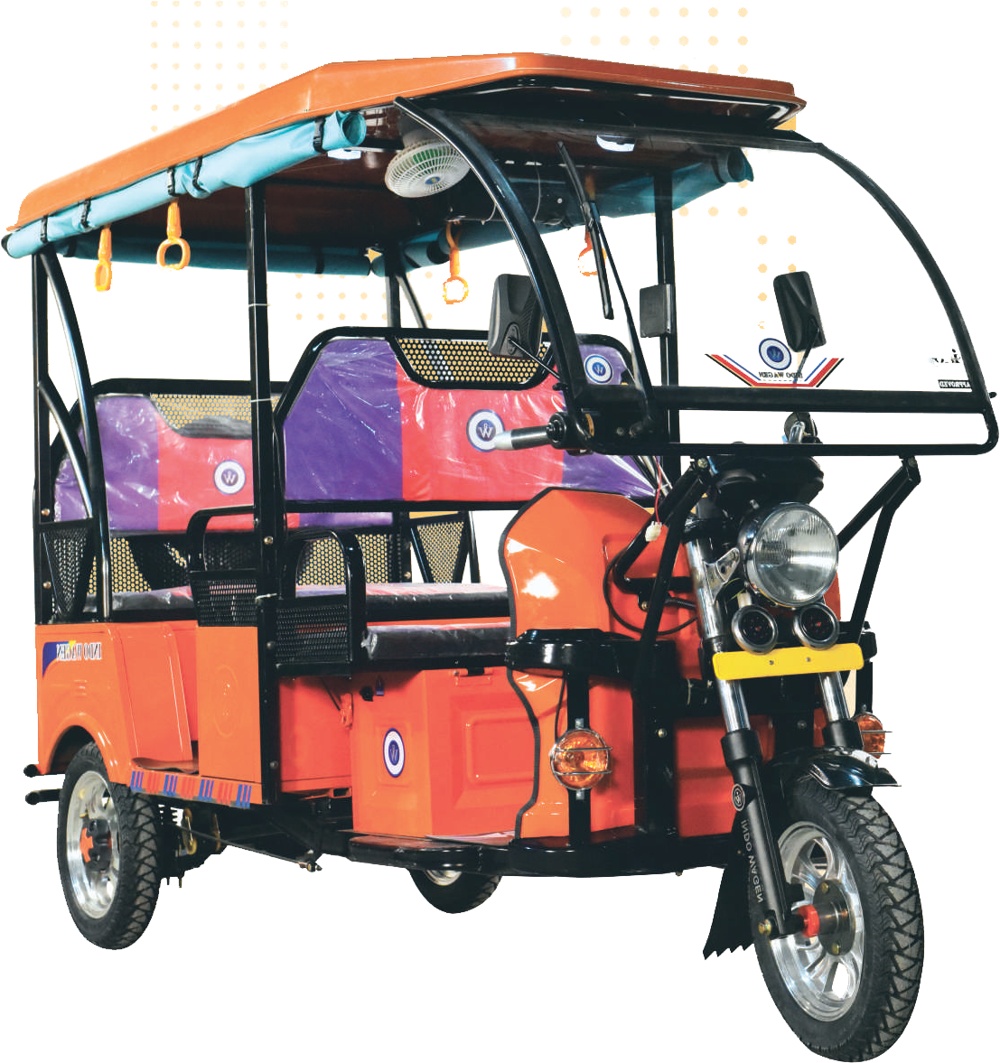 Colorful Electric Rickshaw Side View PNG image