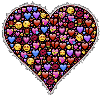 Colorful Emoji Heart Pattern PNG image