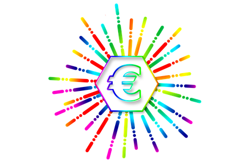 Colorful Euro Symbol Explosion PNG image