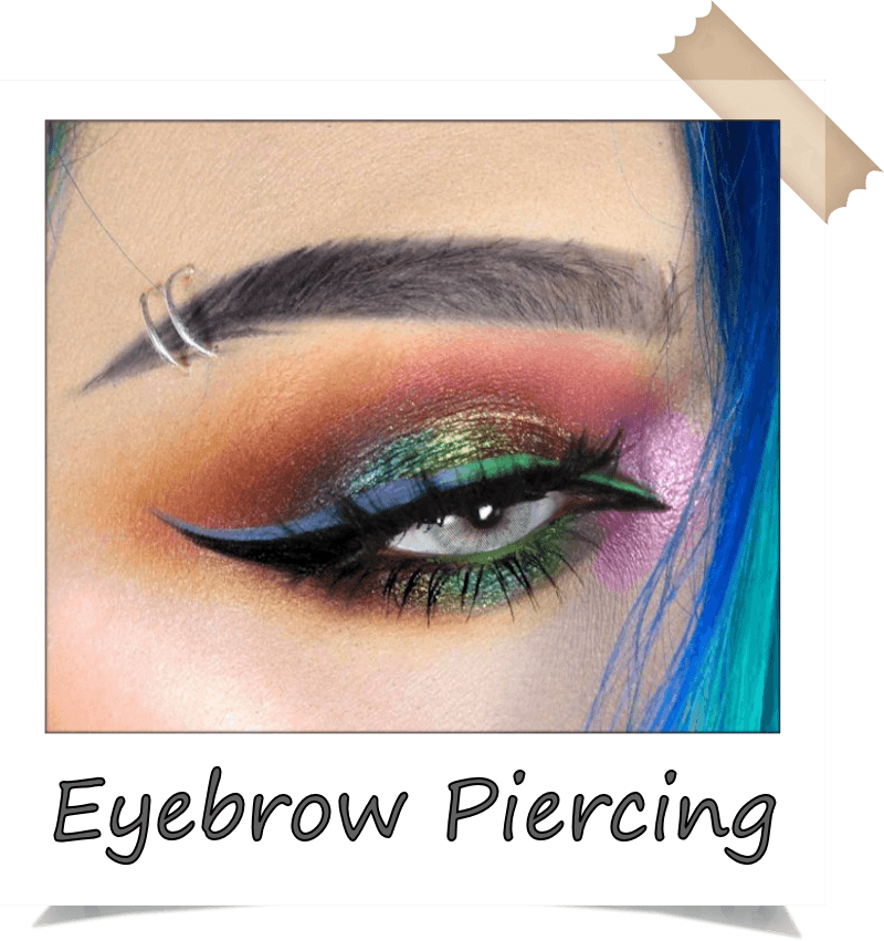 Colorful Eyebrow Piercing Makeup PNG image